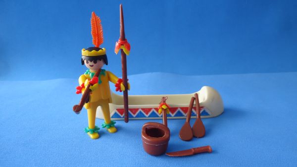 Playmobil Índio e Canoa Cód 3352